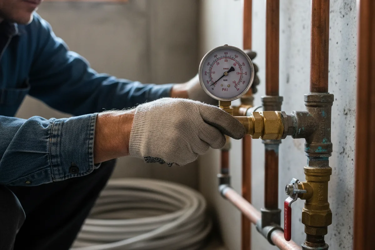 Pressure testing a repaired line during Water Line Repair in La Crosse